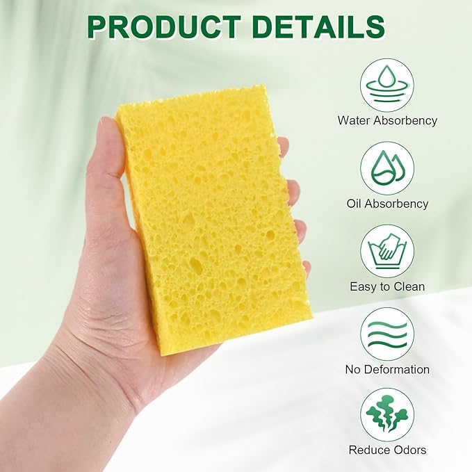 6-Set Kitchen Sponges, Condense Eco Cellulose Non-Scratch Scrub Heavy Sponge for Kitchen/Household/Bathroom, Clean Tough Messes Dish Scrubber [Multicolor]