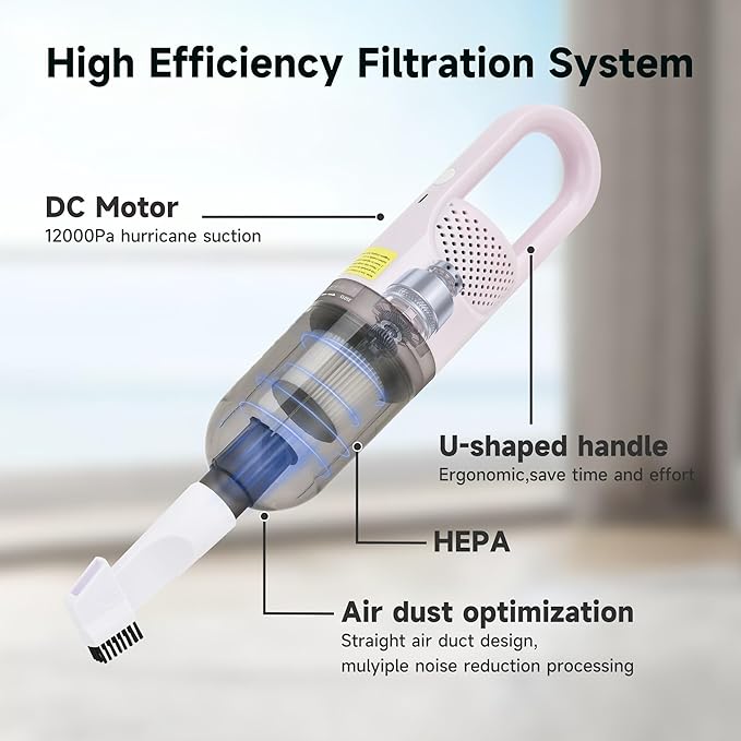 Handheld Vacuum Cleaner,Ultra-Lightweight Mini Portable Vacuums for Home, 6 in 1 Stick Vac Cleaners for Car,Pet Hair,Carpet（Green Corded