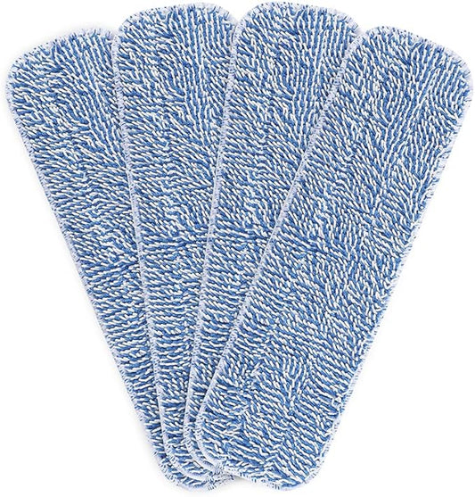 Replacement Microfiber Floor Cleaning Pads - 18''x5'' Dust Mop Refill Sweeping Pad Compatible with Bona Mop, Reusable Dry Mop Head Fits 17” to 18” Flat Mop - 4 Pack