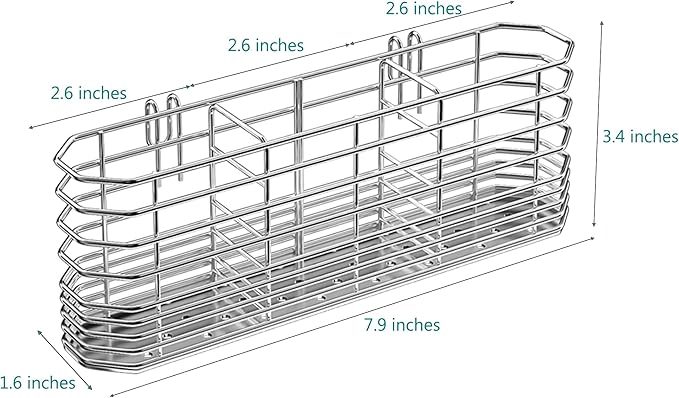 304 Stainless Steel Utensil Holder, Dish Drying Rack, kitchen Utensil Organizer, Knife and Fork Drainage Rack, Kitchen Drainage Basket Accessories, With Hooks, Rust Proof, Color-Silver