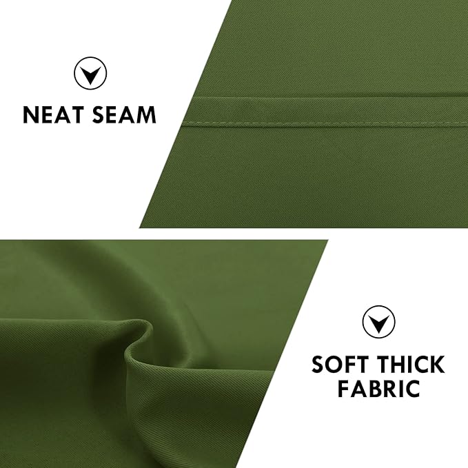 DWCN Olive Green Room Darkening Blackout Curtains - Thermal Insulated Privacy Energy Saving Window Curtain Drapes 38 x 72 inch Length, Set of 2 Bedroom Living Room Curtains
