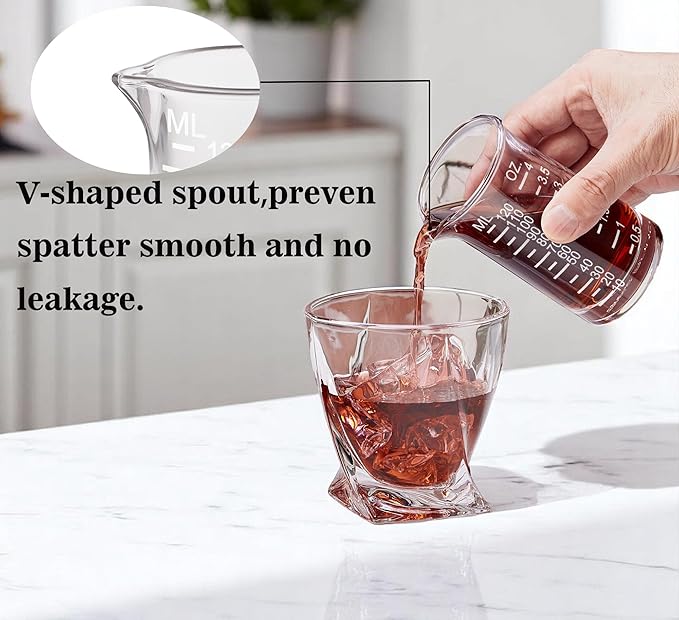 Ackers 4 Oz Glass Measuring Cup,Borosilicate Shot Glass with V-Shaped Spout-Etching Scale