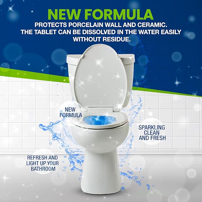 True Fresh Toilet Bowl Cleaner Tablets 24 Pack – Deodorizer & Septic Safe – Deep Cleaning, Odor Eliminator, Stain Remover for Long-Lasting Freshness – Fresh Lemon Scent