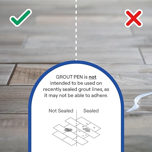 Grout Pen Brown Tile Paint Marker: Waterproof Grout Paint, Tile Grout Colorant and Sealer Pen - Narrow 5mm, 2 Pack with Extra Tips (7mL) - Brown