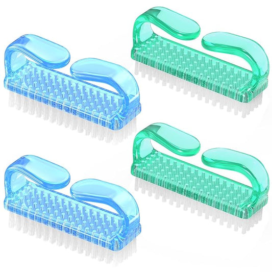 Handle Grip Nail Brush, Hand Fingernail Brush Cleaner Scrubbing Kit Pedicure for Toes and Nails Men Women (4 Pack)