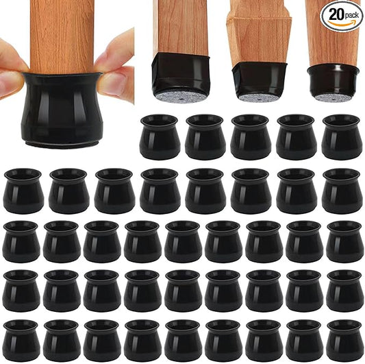 BUMACO Chair Leg Floor Protectors Chair Leg Protectors for Hardwood Floors Silicone Pads Covers to Protect Floors Black-40 Pcs Universal S (15/16" to 1-5/16")