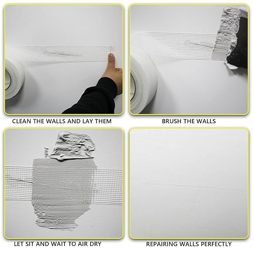 Drywall Joint Tape, 2" x 400 Feet Self-Adhesive Fiberglass Drywall Repair Mesh Tape for Wall Cracks and Seam Patch, 4 Rolls