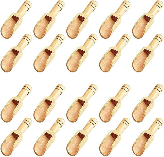 20pc Mini Wooden Spoons，Mini Bamboo Spoons for Bath Salts, tea scoop, Washing Powder spoon，wooden candy spoon