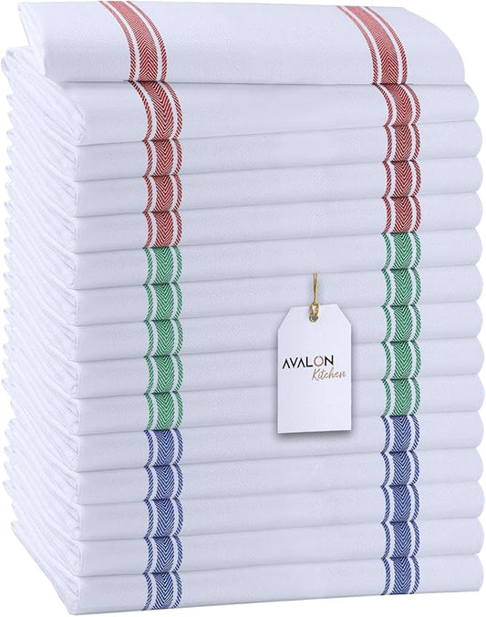 Dish Towels Set (Value Pack of 15) Size 15x25 Inch, 100% Cotton Soft & Absorbent Linen Kitchen Towels, Tea Towels, Reusable Cleaning Cloths for Household Cleaning (Multi)