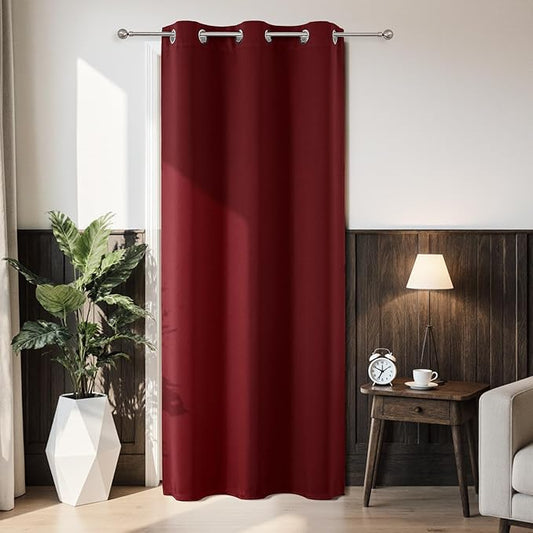 Joydeco Blackout Door Curtain for Doorway Privacy 78 Inches Long, Grommet Closet Curtain for Open Closet, Room Divider for Bedroom Living Room (Burgundy Red, 40Wx78L, 1 Panel)