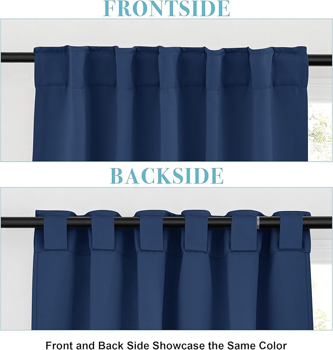 RYB HOME Blackout Curtains for Living Room, Back Tab & Rod Pocket Top Insulating Window Decor for Bedroom Dining Classroom Home Office, W 62 x L 72, Navy, 2 Panels