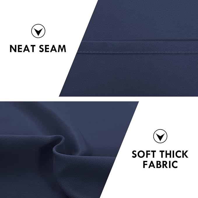 DWCN Navy Room Darkening Blackout Curtains - Thermal Insulated Privacy Energy Saving Window Curtain Drapes 52 x 45 inch Length, Set of 2 Bedroom Living Room Curtains