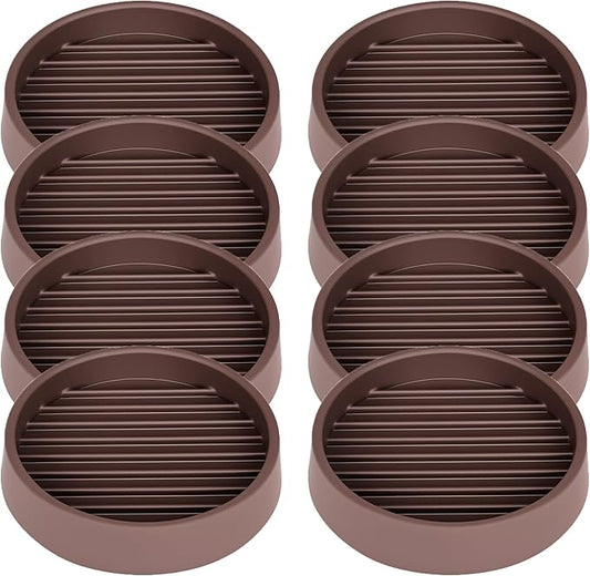 Non Slip Furniture Pads, 2.5” Round Rubber Caster Cups, 8 Pcs Furniture Coasters, Anti-Slip Gripper, Anti Slide Furnitures Feet Floor Protectors for Bed Couch Stoppers - Brown