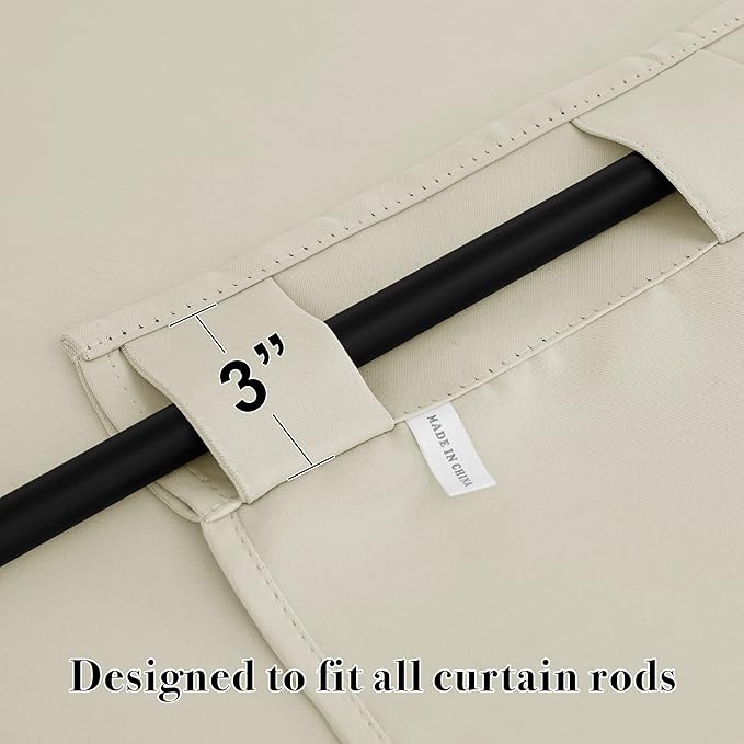 RYB HOME Blackout Curtains for Living Room, Back Tab & Rod Pocket Top Insulating Window Decor for Bedroom Dining Classroom Home Office, W 62 x L 63, Beige, 2 Panels