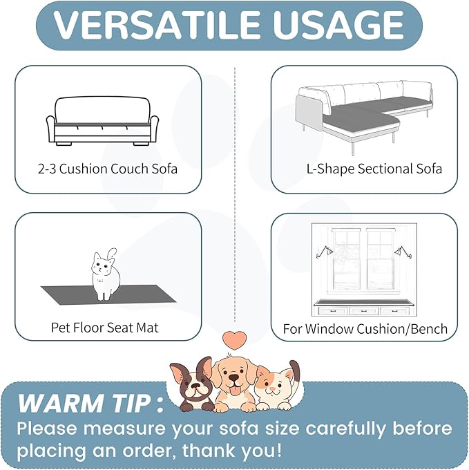 OTOB Dog Couch Covers for 3 Cushion Washable Non Slip Plush Pet Friendly Bed Mat Sofa Cover for Dogs, All Seasons Cozy Soft Fuzzy Furniture Protector Sofa Slipcovers (Dark Gray, 27.6" x 59.1")