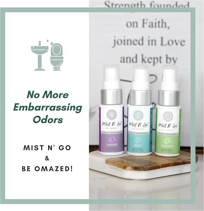 Mist N’ Go by Omaze Travel Bathroom Spray for Toilet Spray Odor Eliminator - Travel Toilet Spray for Bathroom Air Freshener Spray for Bathroom Deodorizer - Clean Mix, Travel Size (1oz x2)