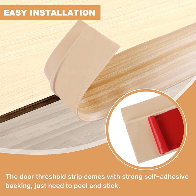 Vinyl Door Threshold Flooring Transition Strip Self Adhesive Carpet Edging Strip for Laminate Doorway Edge Threshold from 2/5" to 3/5" (Light Yellow Wood Grain, 3.3 Ft)