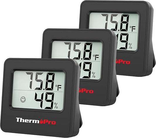 ThermoPro TP157 3 Pack Hygrometer Indoor Thermometer for Home, Room Thermometer Humidity Meter with Accurate Temperature Humidity Sensor for Greenhouse Baby Room Office