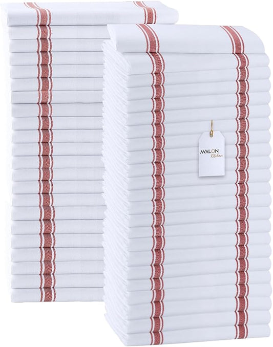 Dish Towels Set (Value Pack of 45) Size 15x25 Inch, 100% Cotton Soft & Absorbent Linen Kitchen Towels, Tea Towels, Reusable Cleaning Cloths for Household Cleaning (Red)