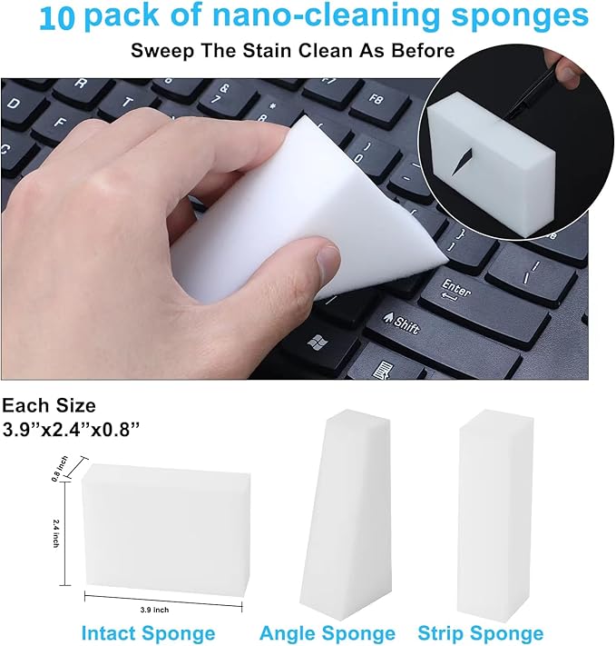 2X Density Magic Sponge Eraser,Multi-Functional Household Cleaning Kitchen Dish Sponge for Furniture,Extra Thick and Long Lasting Melamine Cleaning Sponges for Bathroom,Floor, Wall Cleaner (10)