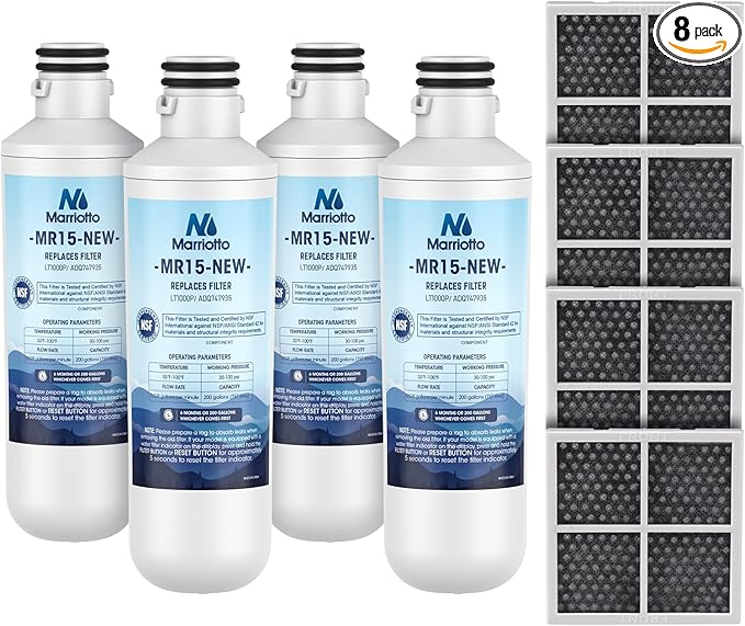 MARRIOTTO Water Filter LT1000PC Replacement for Refrigerator, Compatible with LT1000PC/PCS, LT1000PC, LT-1000PC, MDJ64844601, ADQ747935 ADQ74793504 Water Filter (4+4)