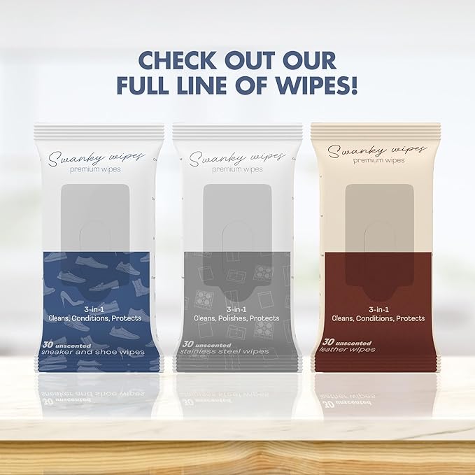 Swanky Shoe Cleaner Wipes - Leather and Sneaker Cleaner, Removes Dirt, Grime and Stains, Quick & Easy Shoe Sole and Boot Cleaning Wipes, Essential Shoe Cleaning Supplies - Soft Wipes, 180 Count