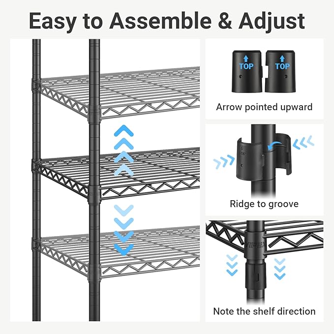 VIPEK V20 Wire Garment Rack Heavy Duty Clothes Rack, Metal Clothing Rack with 6 Shelves, 3 Hang Rods & 4 Fabric Drawers, Compact Wardrobe Closet, 56.7" L x 14.6" W x 70.9" H, Black