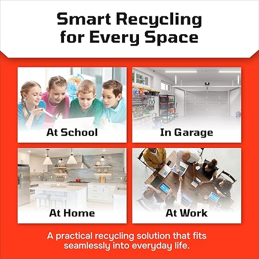 6 Gallon Stackable Recycling Bins for Homes, Garages, Offices Made of 100% Recycled Plastic - (Blue, 6 Pack)