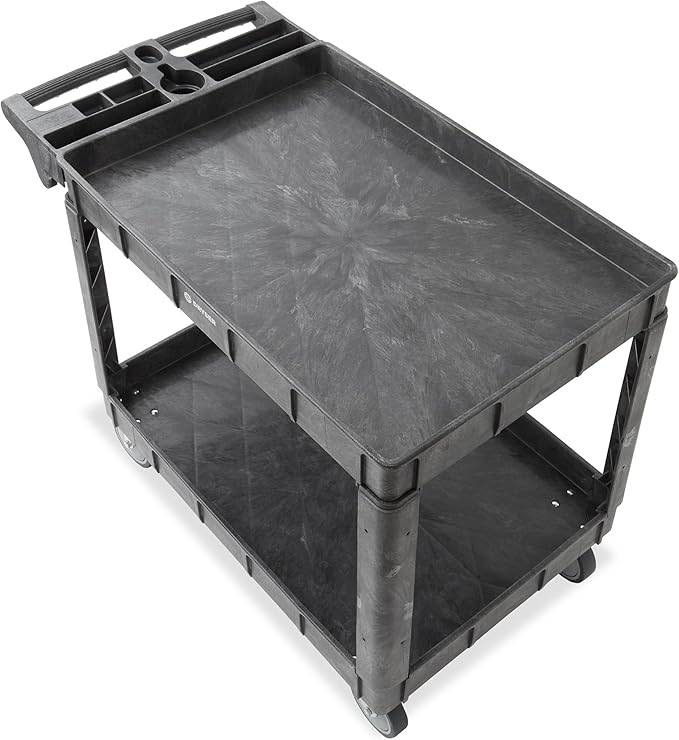 Dryser Utility Cart with Wheels, 46" x 25" Heavy Duty 550 lb. Capacity with Shelves - 2 Tier Rolling Cart with Four 5" Swivel Casters for Warehouse, Garage, Cleaning