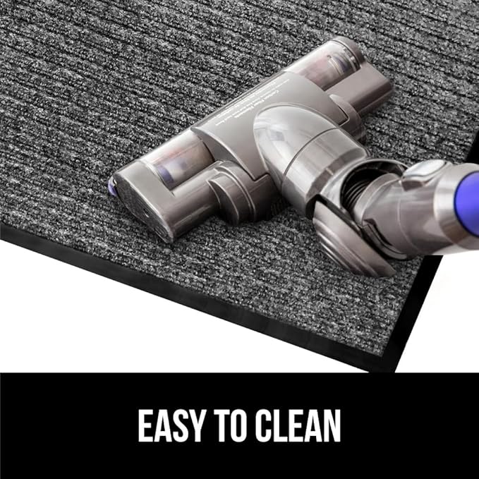 GORILLA GRIP Traffic Guard Door Mat, 60x36, Heavy Duty Welcome Mats, Commercial Office Space Doormat, Waterproof, Fade Resistant, Strong Rubber Backing, Low Profile, Shoe and Boot Scraper, Light Gray