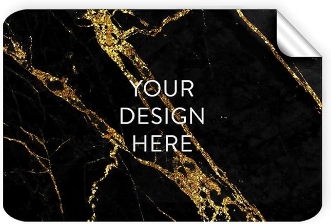 100 Custom Vinyl Stickers - Upload Your own Image, Text, Design, Logo - Personalized Logo Labels for Handmade, Packaging, Bottle, Jars, Candle, Brand Stickers (Black Gold Marble, 3x2)