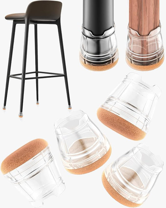 24-Pack Silicone Chair Leg Floor Protectors for Hardwood Floors -Felt Furniture Pads, Rubber Chair Leg Covers/Caps - Noise Reducing & Scratch-Proof - Round XS (Fits 9/16"-13/16" / 15-20mm), Clear