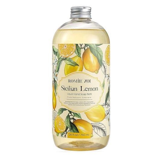 ROMIIE ZOI Liquid Hand Soap Refills, Lemon, Gentle & Moisturizing Formula, 750 ML/ 26 FL OZ