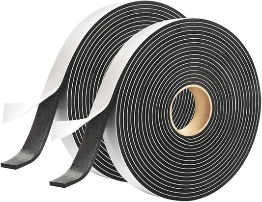 2 Rolls Foam Seal Tape for Door Window Seal Insulation, 3/4in Wx1/8in T Soundproof and Shockproof Weather Stripping, Single Sided Door Seal, Cold Air and Draft Closed Cell Seal Strip, Single 16FT