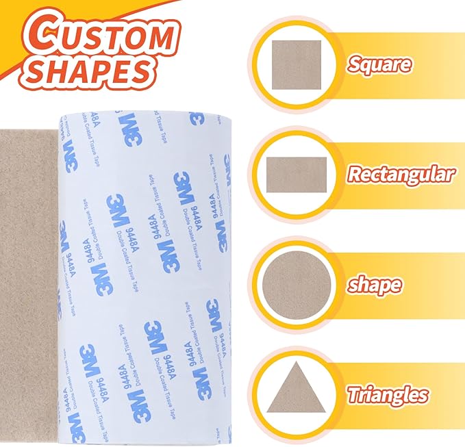 Felt Furniture Pads, Heavy Duty Felts Strip Roll with Adhesive Backing Felt Pads Furniture Feet Cuttable Felts Tape for Protecting Hardwood Floors(5 x 120 x 0.12 Inch, White)