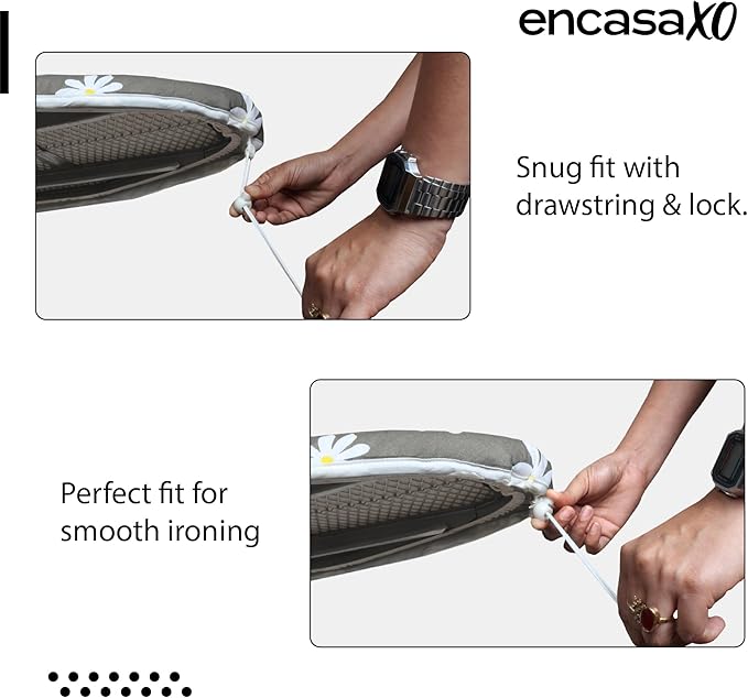 Encasa XO Ironing Board Cover and Pad 54"x15" - Thick 3mm Felt Padding, Drawstring Tightening & Lock, Easy Fit, Scorch & Stain Resistant, Fits Standard Large Ironing Board - Blue Moon