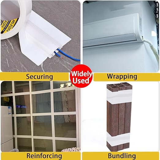 3Pack Duct Tape Heavy Duty Single Sided, Strong Adhesive High Strength, Waterproof Mesh Tape for Indoor Outdoor Repairing Sealing Bonding, Easy Use Hand Tearable, 2.36 Inch x 66 Feet, White