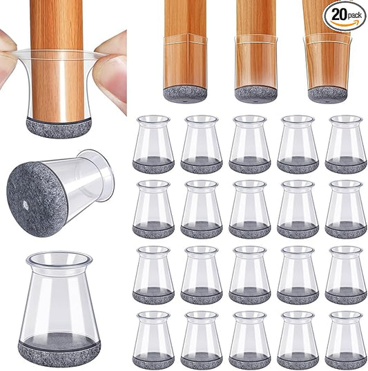 BUMACO Chair Leg Floor Protectors Chair Leg Protectors for Hardwood Floors Silicone Pads Covers to Protect Floors Clear-20 Pcs Universal XS (8/16"-15/16")
