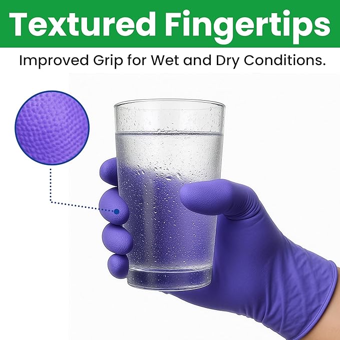 SafeWay Nitrile Disposable Gloves — Multi-Purpose Powder-Free, Non-Latex, Medical Use, and Textured Fingertips for Food Prep, Cleaning, Tattoo, Nursing, Lab, Examination, & More —(140000pcs, X-Large)