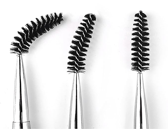 2PCS Mascara Brushes Eyebrow Eyelash Brushes Mascara Wands Spooly Applicators Eye Brushes Portable Cosmetic Brushes with Cap Spoolies Brushes for Eyelash Extensions and Eyebrows, Silver