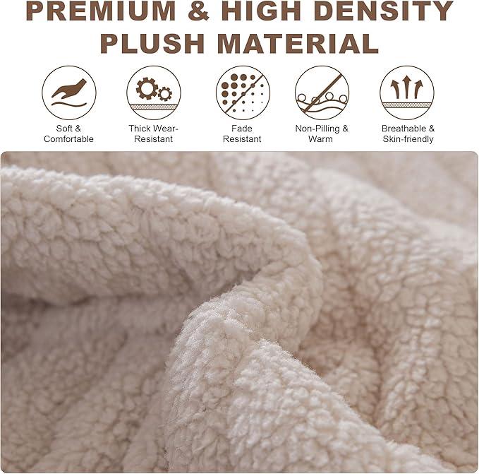 OTOB Couch Cover for Dogs Washable, Non Slip Plush Fuzzy Sofa Covers for 3 Cushion Couch All Seasons, Kids Pet Friendly Soft Cozy Furniture Protector Sofa Slipcovers (Beige, 27.6" x 82.7")