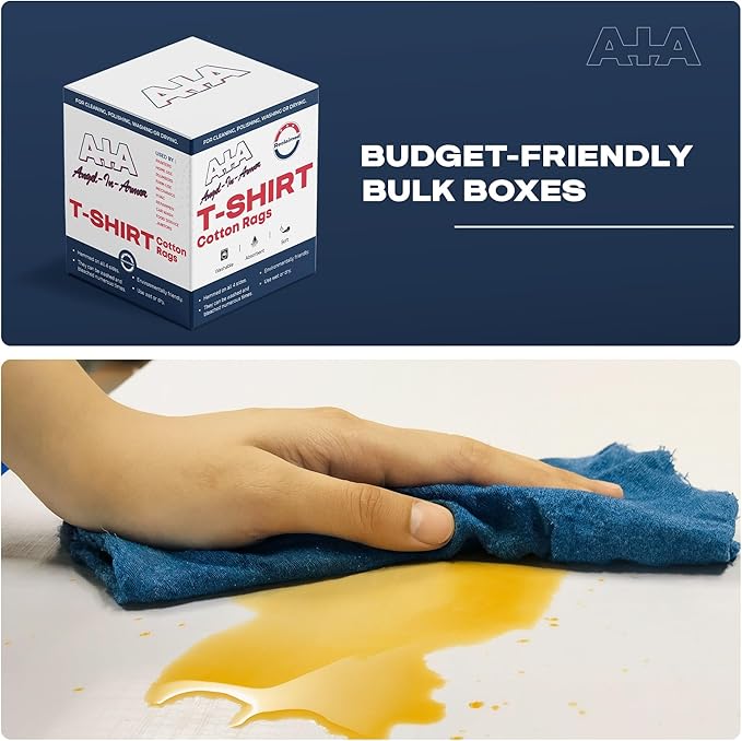 Angel-in-Armor Colored T-Shirt Rags – 25lb Bulk Box of Recycled Cotton Knit Shop Rags – Low Lint Cleaning Cloths for Mechanics, Oil Changes, Industrial and Commercial Use