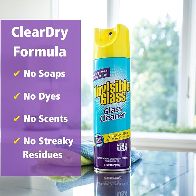 Invisible Glass 91160-2PK Premium Glass and Window Cleaner for Auto and Home Cleans Glass, Windows, Glass Cooktops, Patio Doors, and More, Streak-Free, Ammonia-Free, Tint-Safe, 19 Oz, Pack of 2