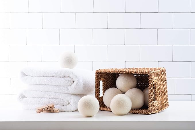Woolzies Wool Dryer Balls Organic: Our Big Wool Spheres are the Best fabric softener | 6-Pack XL Dryer Balls for Laundry is Made with New Zealand Wool | Use Laundry Balls for Dryer with Essential Oils