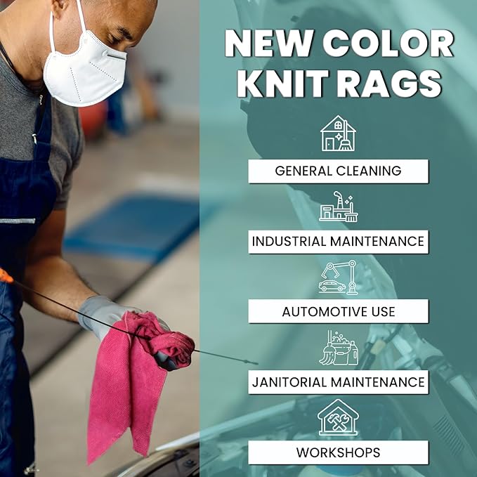 Premium Color Knit Cleaning Rags (10 lb. Bag - Pack of 4) – Shop Rags Bulk for Workshops, Mechanics, Painters, and Home Use, Multipurpose Cotton T-Shirt Rags