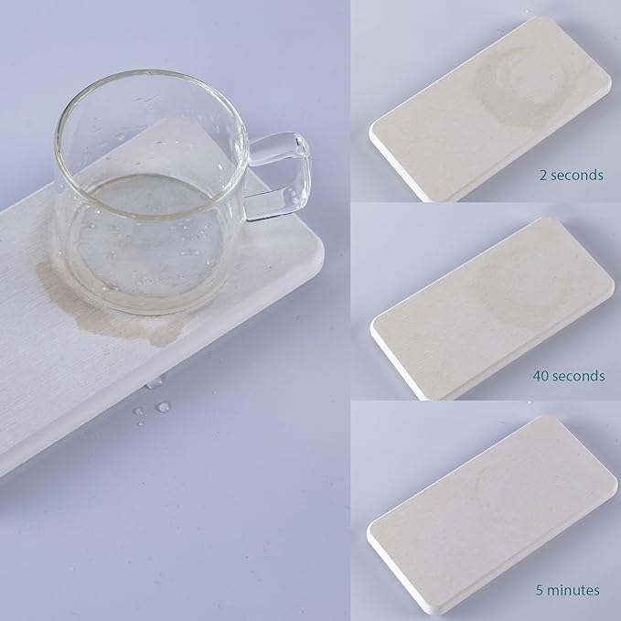 2 Pcs Water Absorbing Stone Trays, Kitchen/Bathroom Sink Soap Dish, Diatomite Tray Used for Hand Soap & Cosmetic Bottles in The Modern Home, 3.15" W x 6.3" L, White