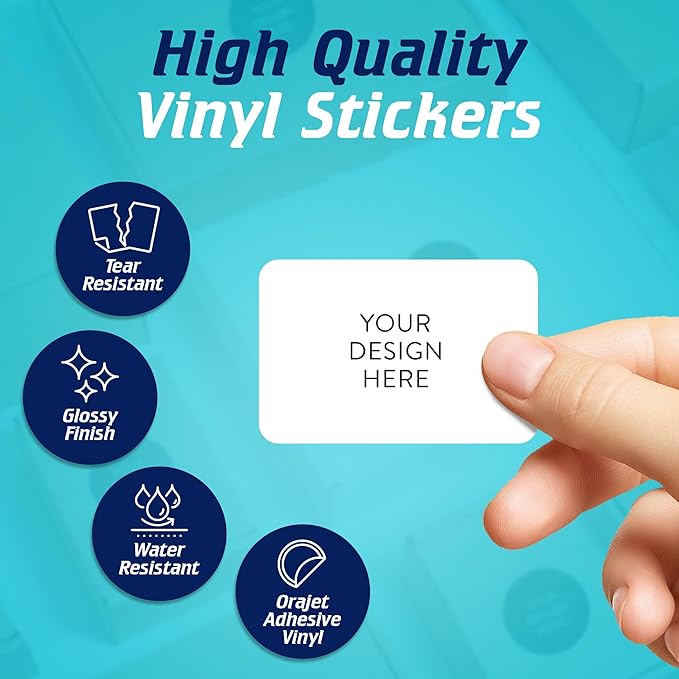 5-1000 Custom Vinyl Stickers - Upload Your own Image, Text, Design, Logo - Personalized Logo Labels for Handmade, Packaging, Bottle, Jars, Candle, Brand Stickers (White, 5x3)