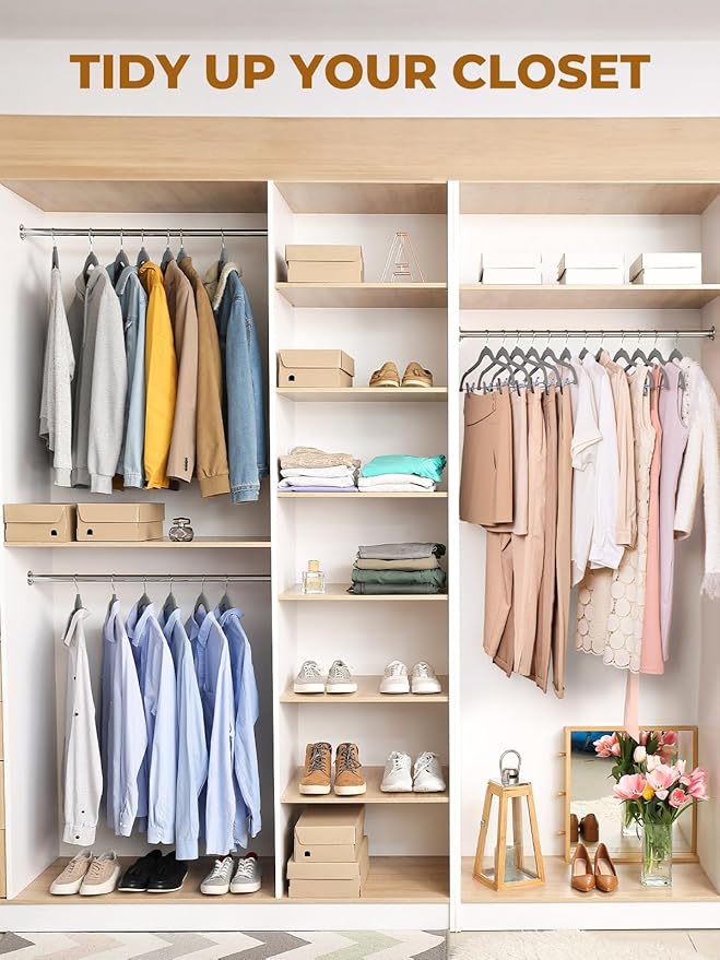 HOUSE DAY Velvet Skirt Hangers 24 Pack, Gray Hangers with Adjustable Clips, Space Saving Slim Velvet Pant Hanger, Heavy Duty Non Slip Clip Hanger for Pants, Skirts, Shorts