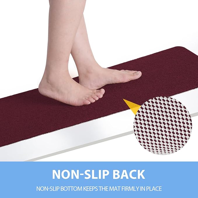 Non-Slip Bathtub Mat, Anti Slip Shower Mat, Fast Drying Bathtub Mats, Foot Scrubber Mat, Anti Slip Mat for Tub, Floor, Bathroom, Kitchen, Home, Hotel (Wine Red 24"×24")