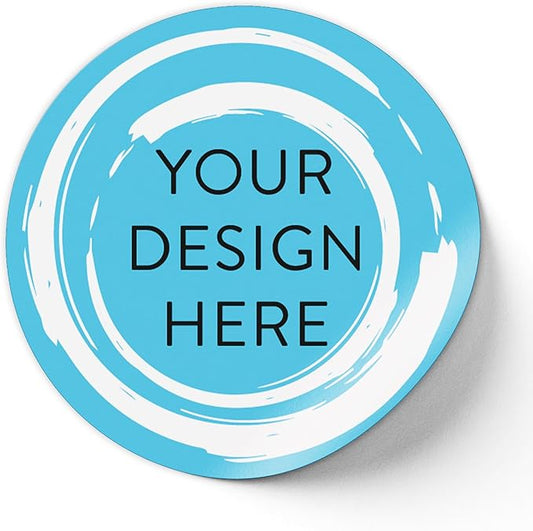 100 Custom Vinyl Stickers - Upload Your own Image, Text, Design, Logo - Personalized Logo Labels for Handmade, Packaging, Bottle, Jars, Candle, Brand Stickers (Blue Swirls, 1x1)